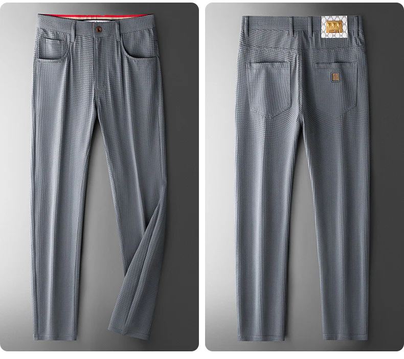 High-end ice silk high elastic straight anti-wrinkle men's trousers - Image 5