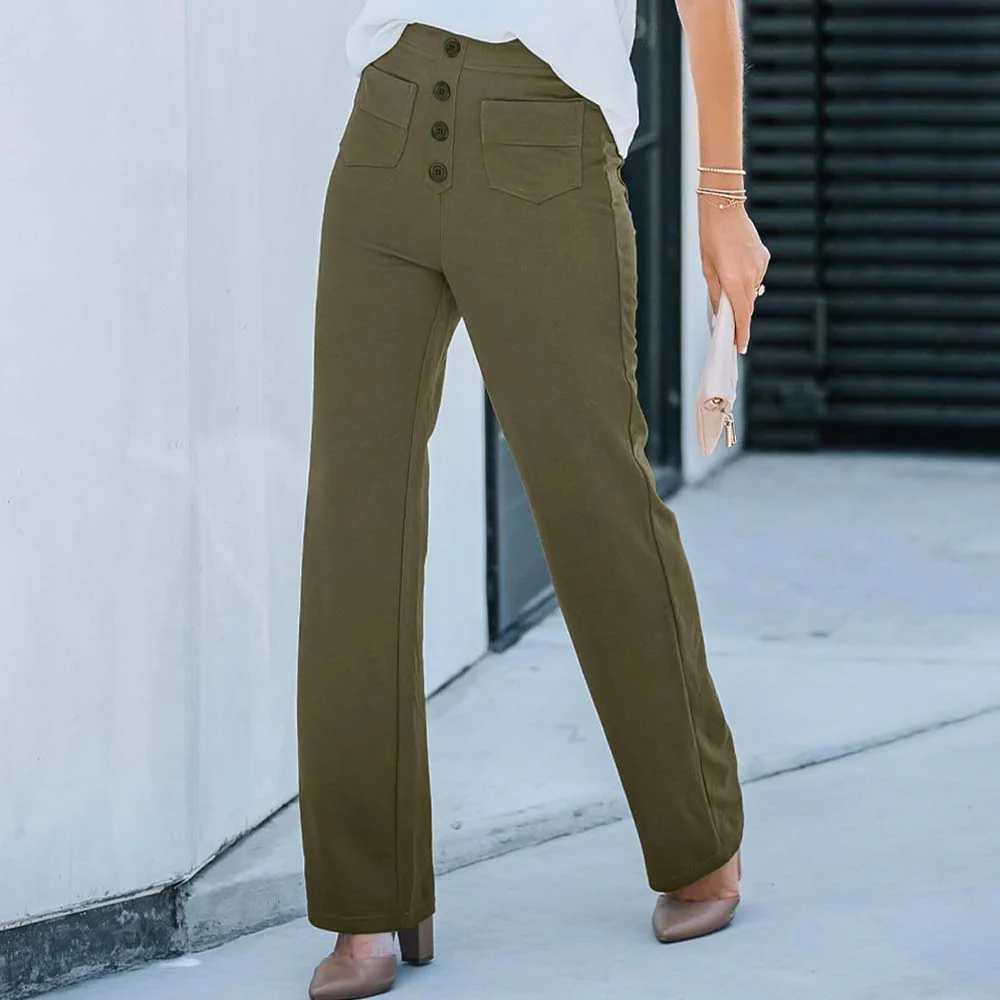 High-waisted Elastic Casual Trousers - Image 3