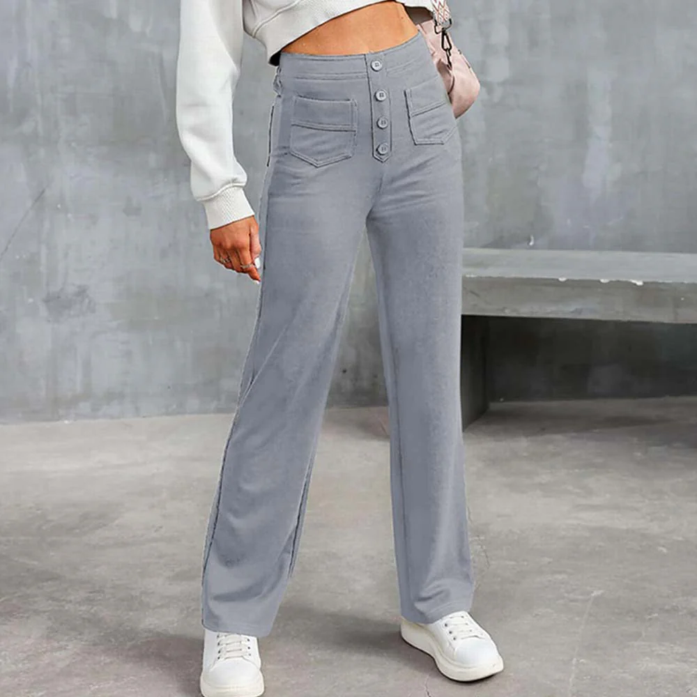 High-waisted Elastic Casual Trousers - Image 7