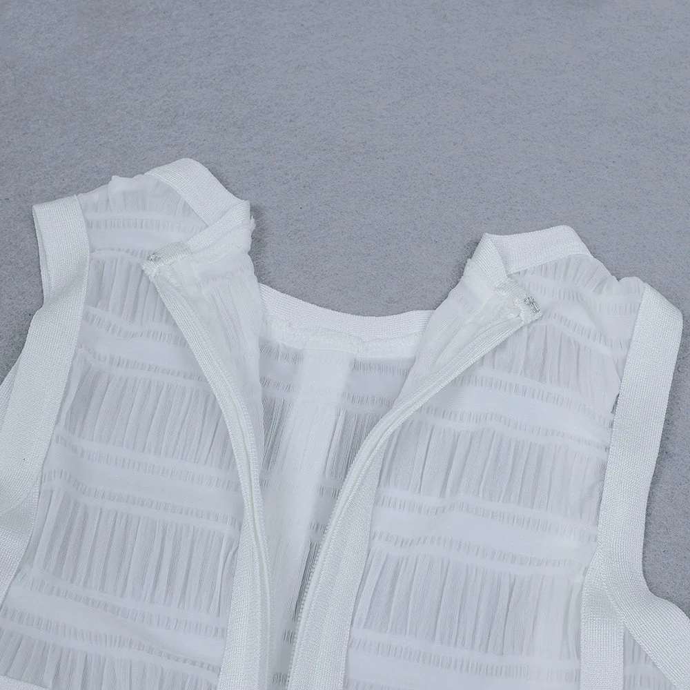 Hollow Fringe White Sleeveless One-piece Dress Summer Party Gathering Dresses - Image 7