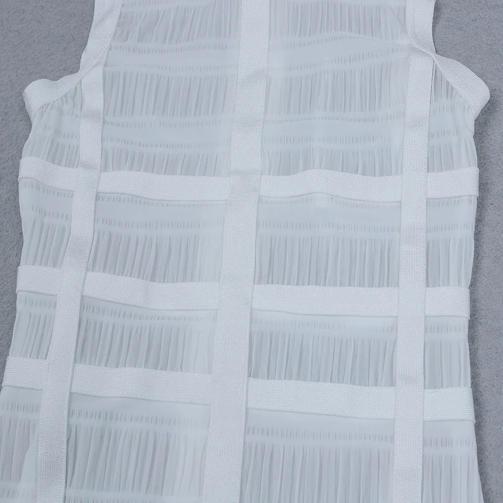 Hollow Fringe White Sleeveless One-piece Dress Summer Party Gathering Dresses - Image 9