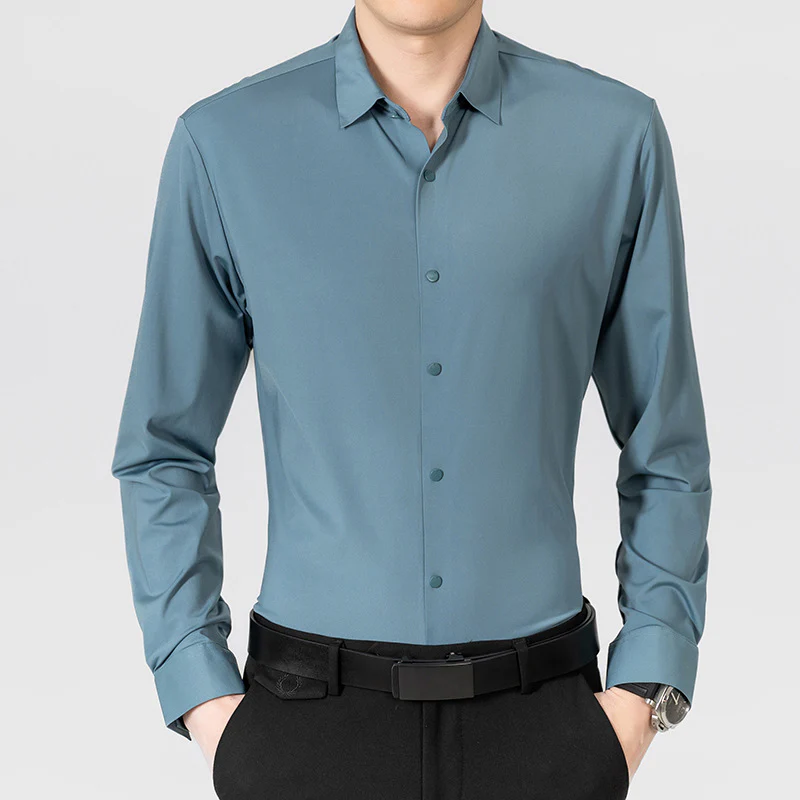 Ice silk seamless iron-free high elastic formal spring autumn summer tops shirt - Image 5