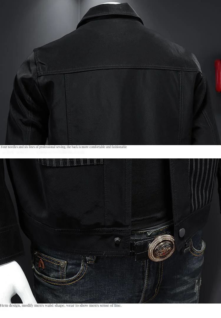 Jiupingdao style striped patchwork denim jacket - Image 5