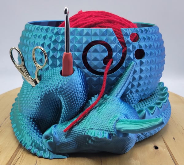 Large Fantasy Dragon and Egg Fantasy Bowl Knitting or Crochet Bowl - Image 12
