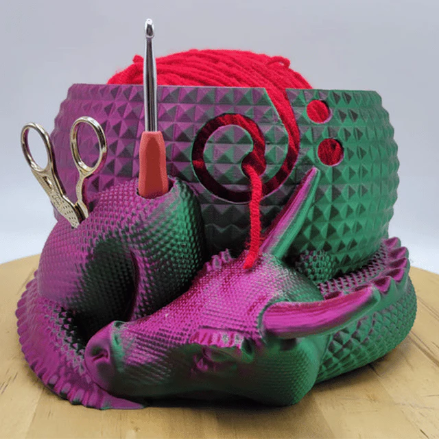 Large Fantasy Dragon and Egg Fantasy Bowl Knitting or Crochet Bowl - Image 14