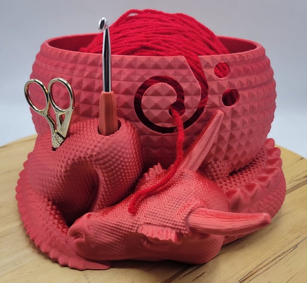 Large Fantasy Dragon and Egg Fantasy Bowl Knitting or Crochet Bowl - Image 16