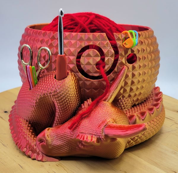 Large Fantasy Dragon and Egg Fantasy Bowl Knitting or Crochet Bowl - Image 17