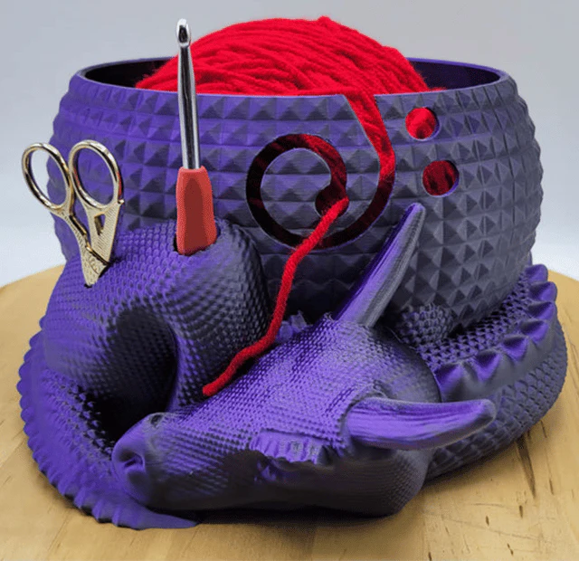 Large Fantasy Dragon and Egg Fantasy Bowl Knitting or Crochet Bowl - Image 18
