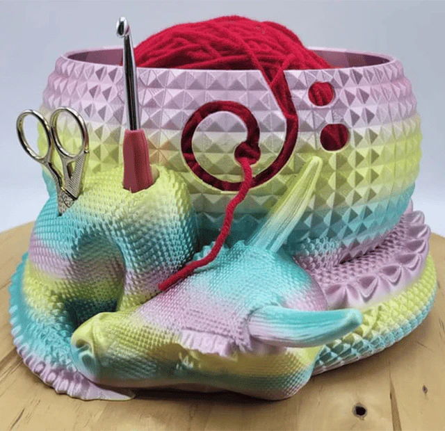 Large Fantasy Dragon and Egg Fantasy Bowl Knitting or Crochet Bowl - Image 8