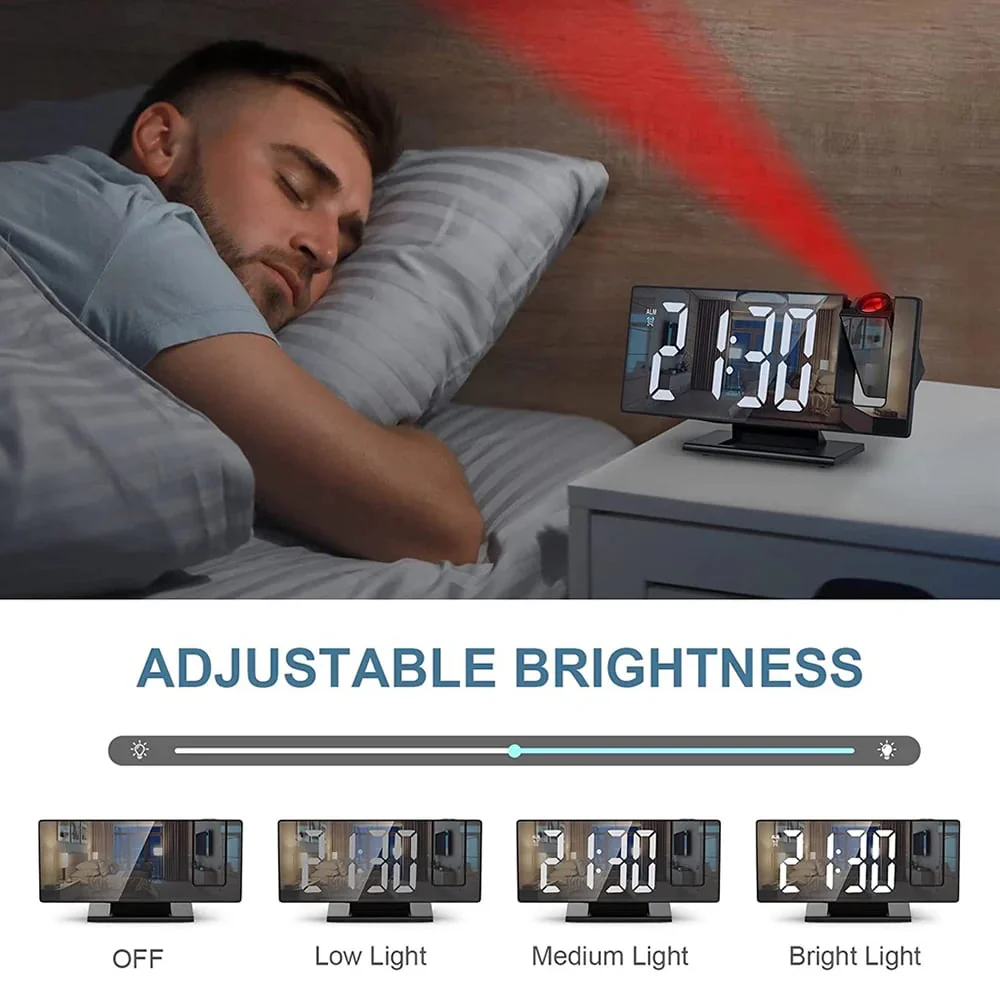 3D Projection Alarm Clock Makeup LED Mirror - Image 2