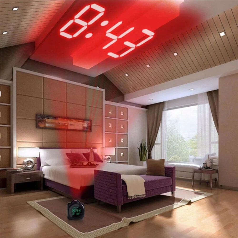 3D Projection Alarm Clock Makeup LED Mirror - Image 3