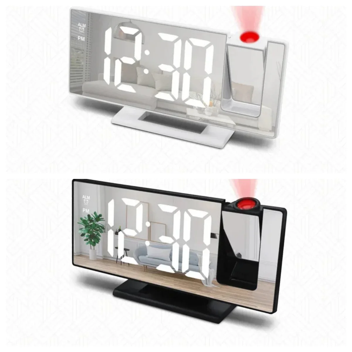 3D Projection Alarm Clock Makeup LED Mirror - Image 7