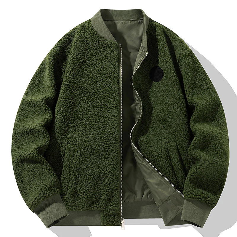 Men's baseball jacket American casual workwear retro double-sided pilot jacket autumn and winter plus velvet warm - Image 4