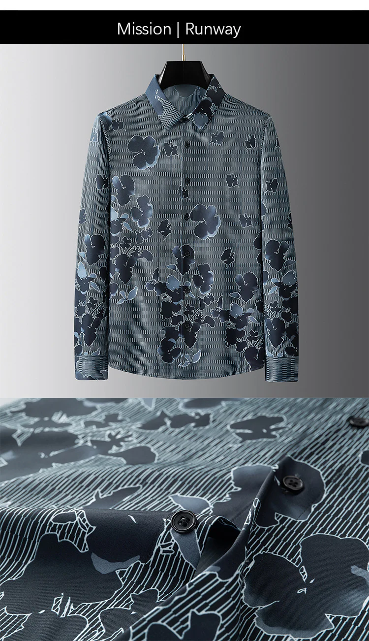 Men's floral digital print long sleeve shirt - Image 2