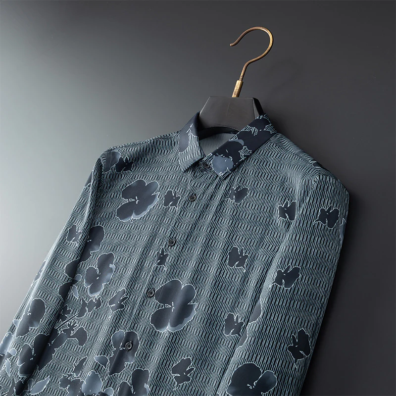 Men's floral digital print long sleeve shirt - Image 4