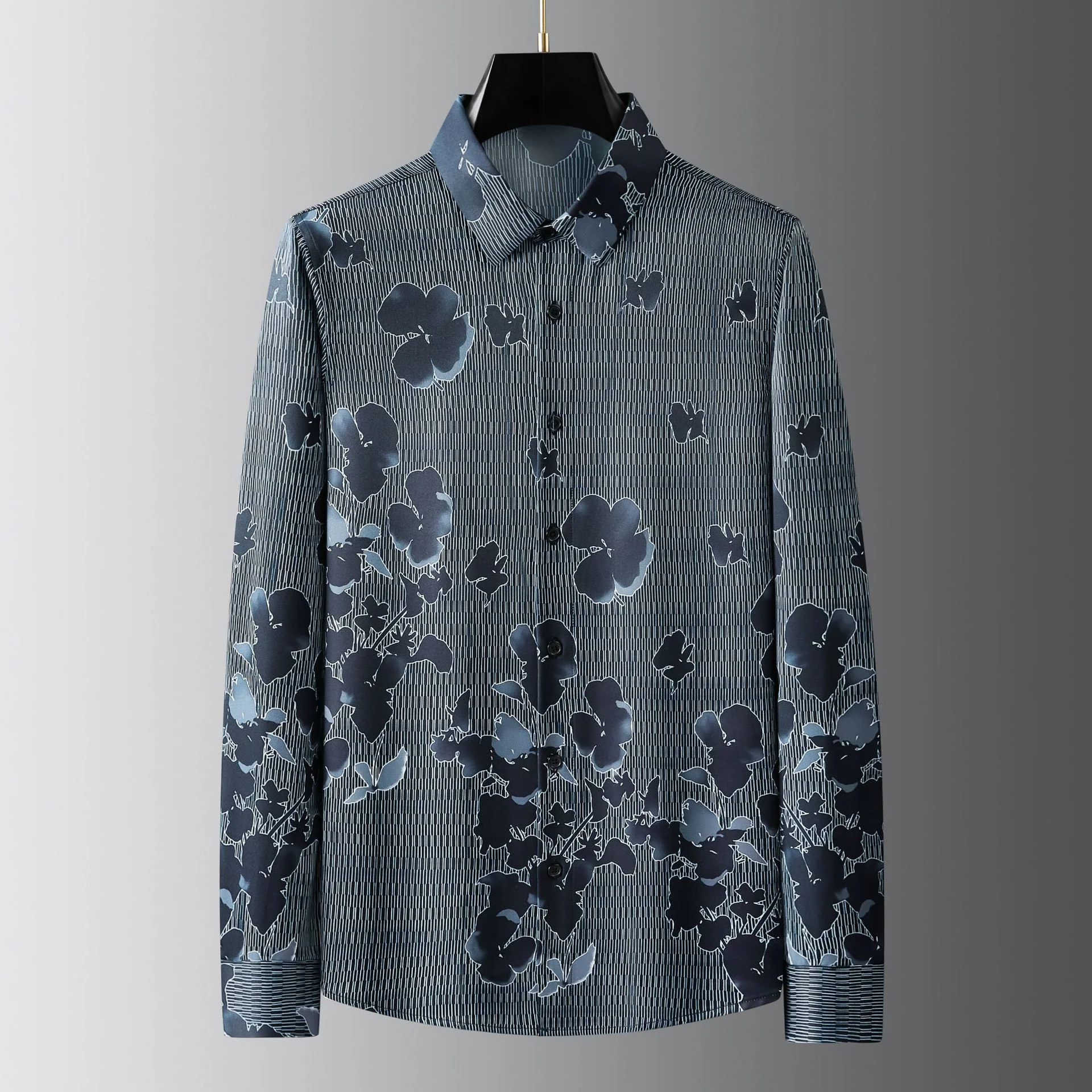 Men's floral digital print long sleeve shirt - Image 7