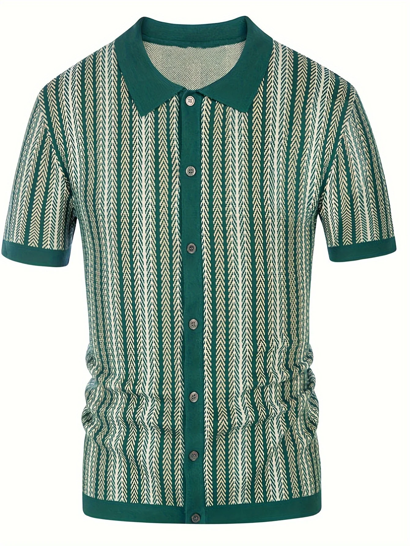 Men's Knit Shirts Vintage Short Sleeve Button Down Polo Shirt Fashion Casual Summer Beach Tops - Image 10