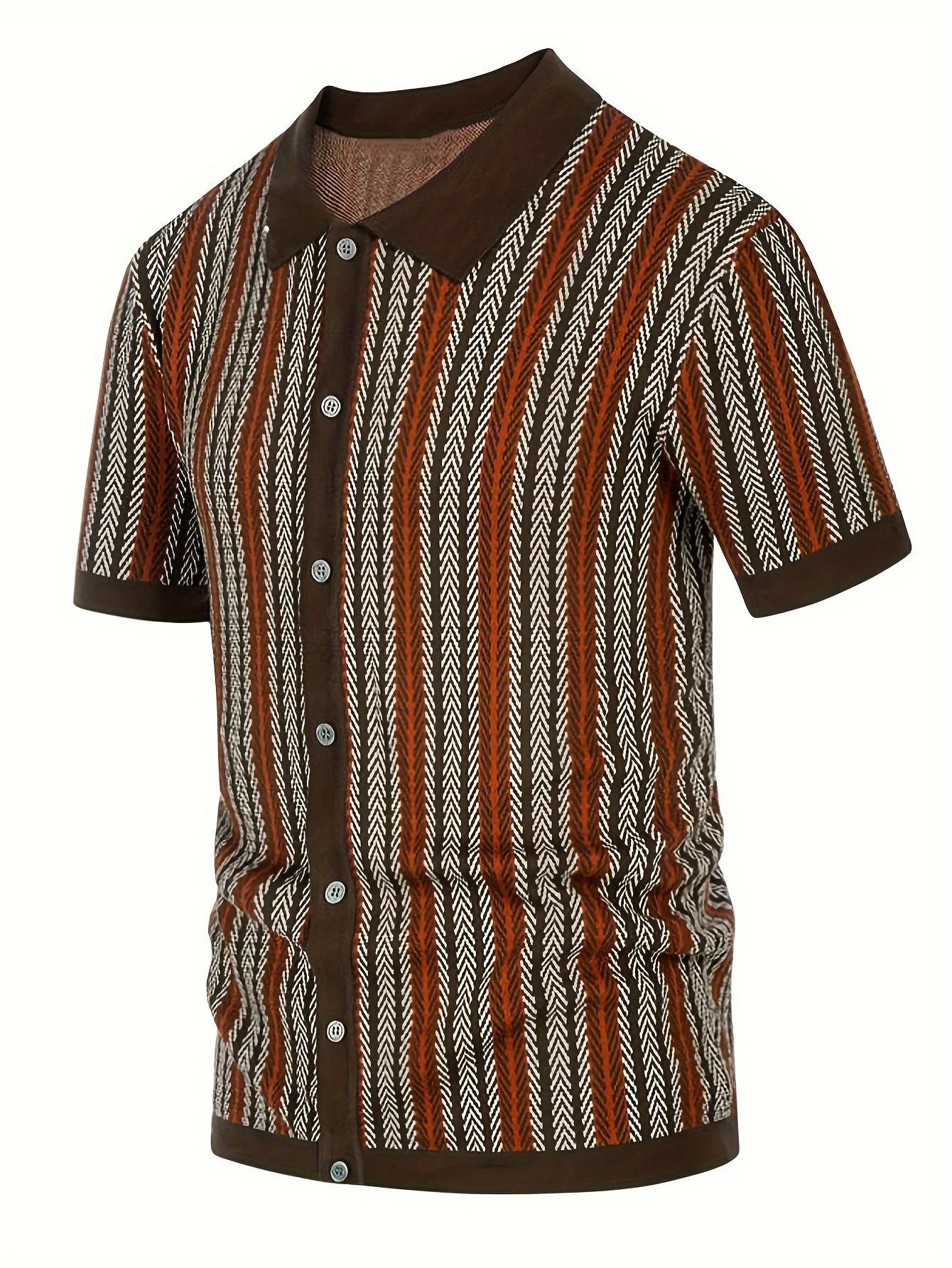 Men's Knit Shirts Vintage Short Sleeve Button Down Polo Shirt Fashion Casual Summer Beach Tops - Image 6