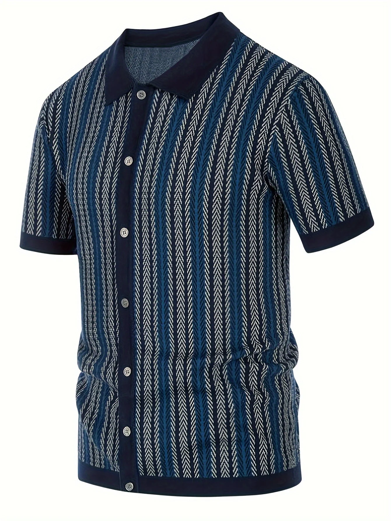 Men's Knit Shirts Vintage Short Sleeve Button Down Polo Shirt Fashion Casual Summer Beach Tops - Image 8