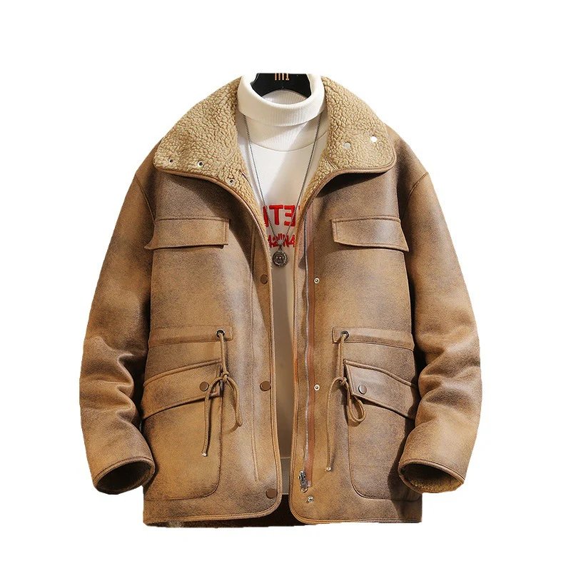 Men's leather suede jacket double-sided cotton coat - Image 5