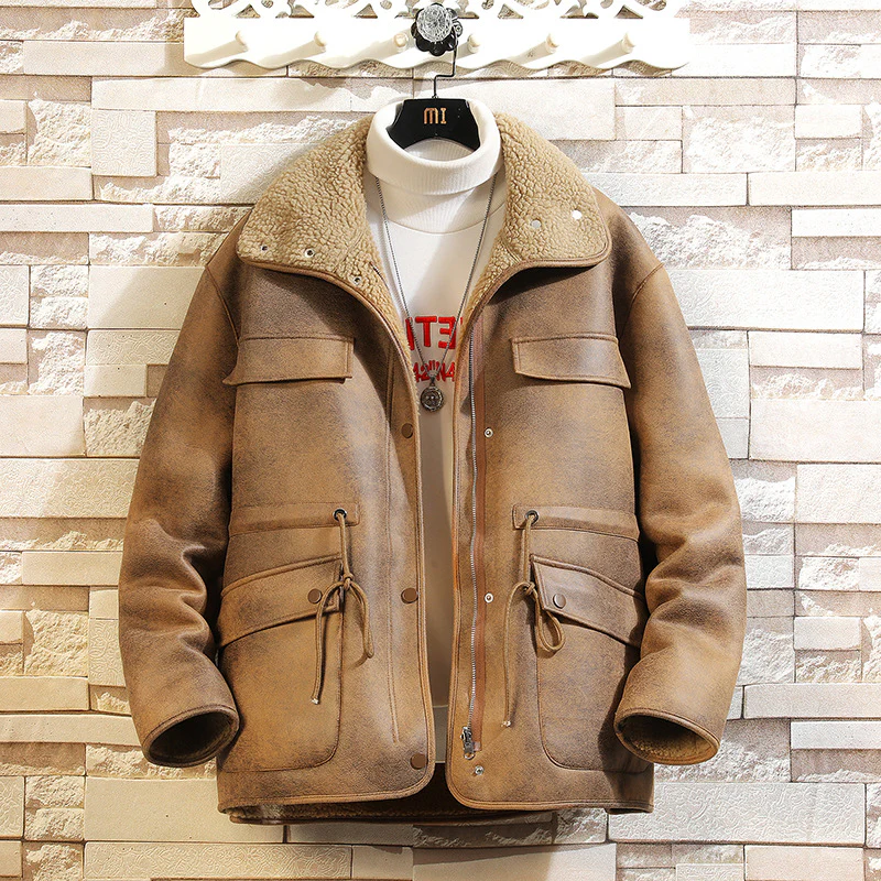 Men's leather suede jacket double-sided cotton coat - Image 6