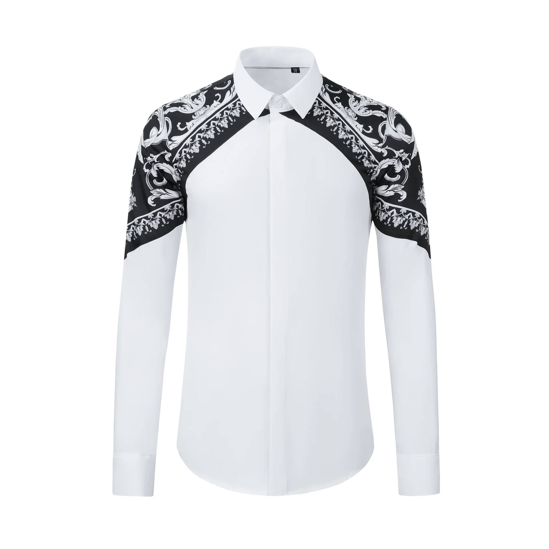 Men's long-sleeved palace flower patchwork shirt - Image 3