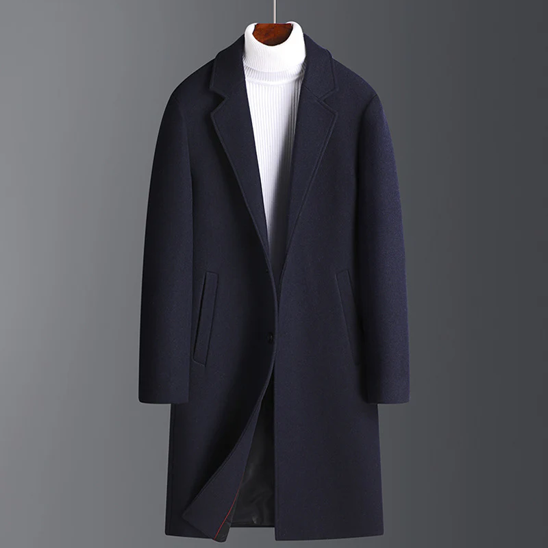 Men's mid-length Korean style casual winter thickened tweed coat - Image 4