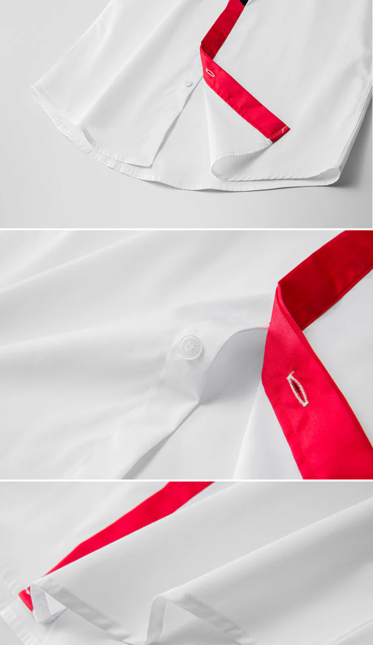 Men's red contrast patchwork shirt - Image 5