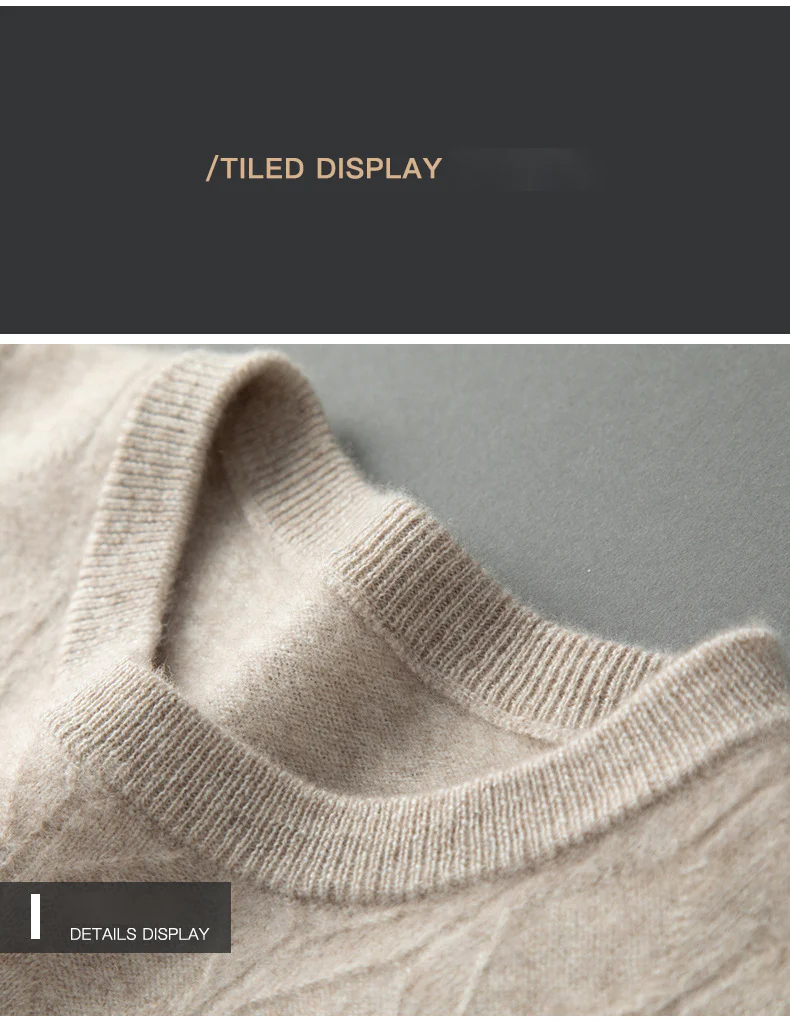 Men's round neck cashmere sweater, warm knitted bottoming shirt, fashionable and casual - Image 10