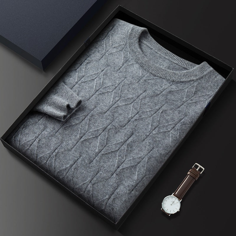 Men's round neck cashmere sweater, warm knitted bottoming shirt, fashionable and casual - Image 8