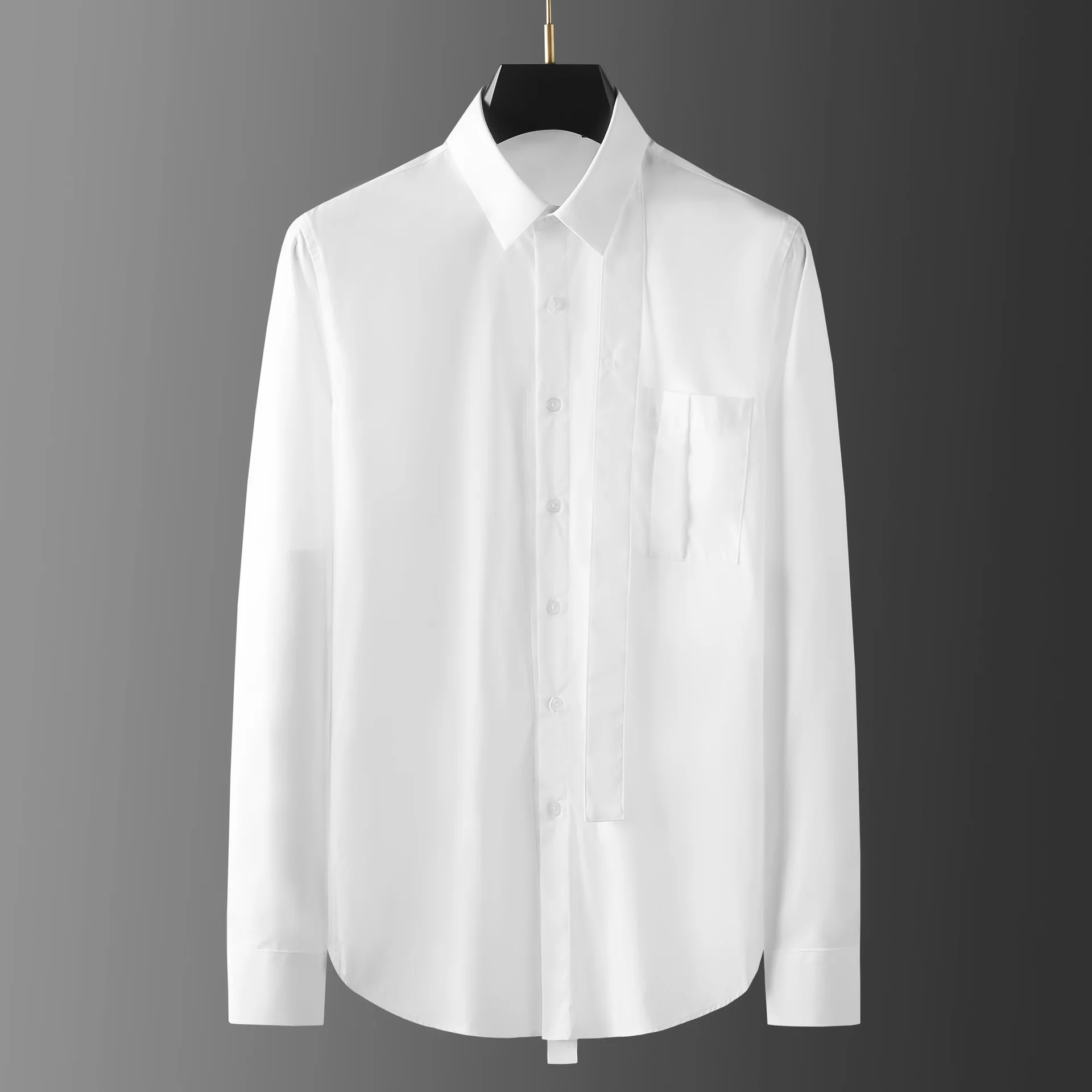 Men's shirt with pocket pleats and ribbon decoration - Image 4