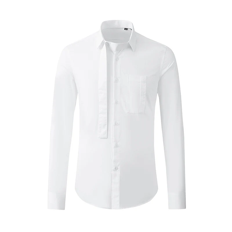 Men's shirt with pocket pleats and ribbon decoration - Image 7