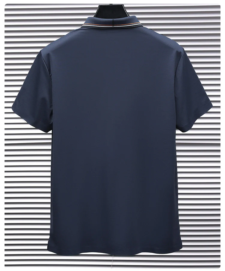 Men's short-sleeved T-shirt Mulberry silk lapel men's thin T-shirt - Image 4