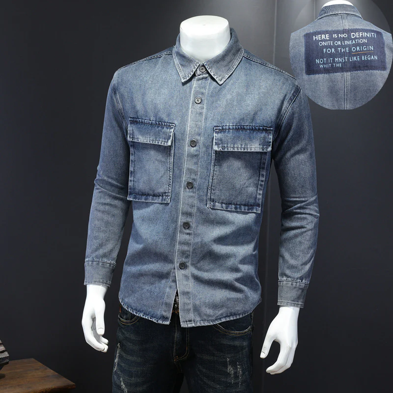 Men's slightly loose denim shirt - Image 3
