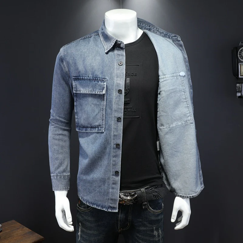 Men's slightly loose denim shirt - Image 4
