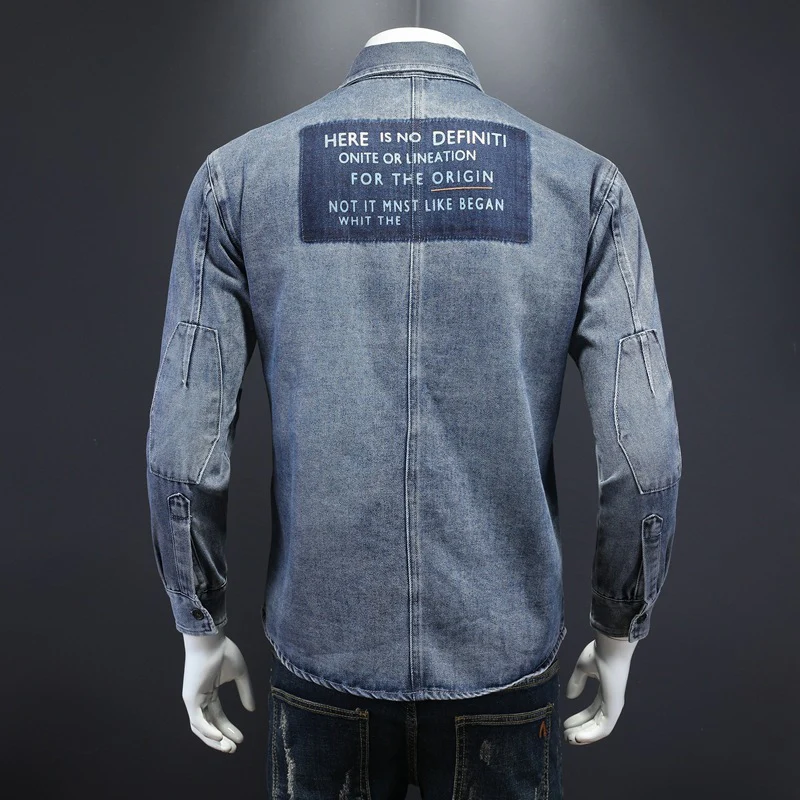 Men's slightly loose denim shirt - Image 5