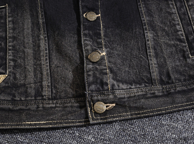 Men's slim fit black denim vest Vintage denim sleeveless vest - Image 6