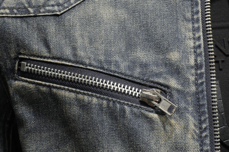 Men's spring denim jacket with stand collar and zipper - Image 6