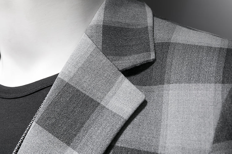 Men's suit jacket plaid three-dimensional stylish slim fit - Image 3