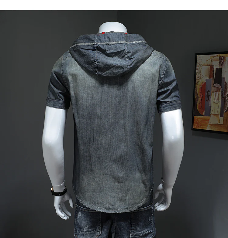 Men's trendy hooded short-sleeved shirts - Image 3