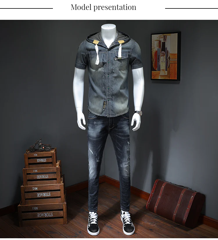 Men's trendy hooded short-sleeved shirts - Image 4