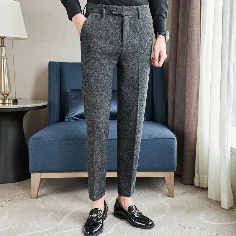 Men's wool trousers slim fit suit trousers