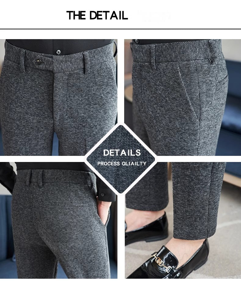 Men's wool trousers slim fit suit trousers - Image 3