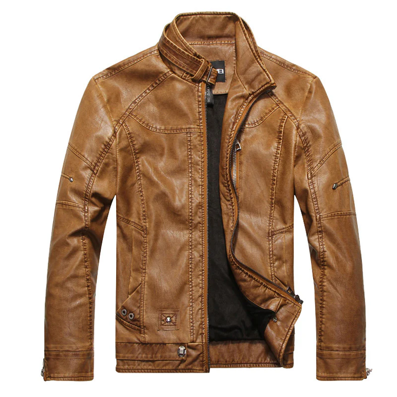 Motorcycle PU High Quality Leather Jacket Plush Leather Jacket - Image 3