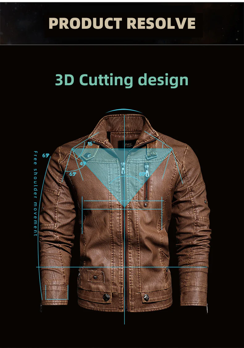 Motorcycle PU High Quality Leather Jacket Plush Leather Jacket - Image 4