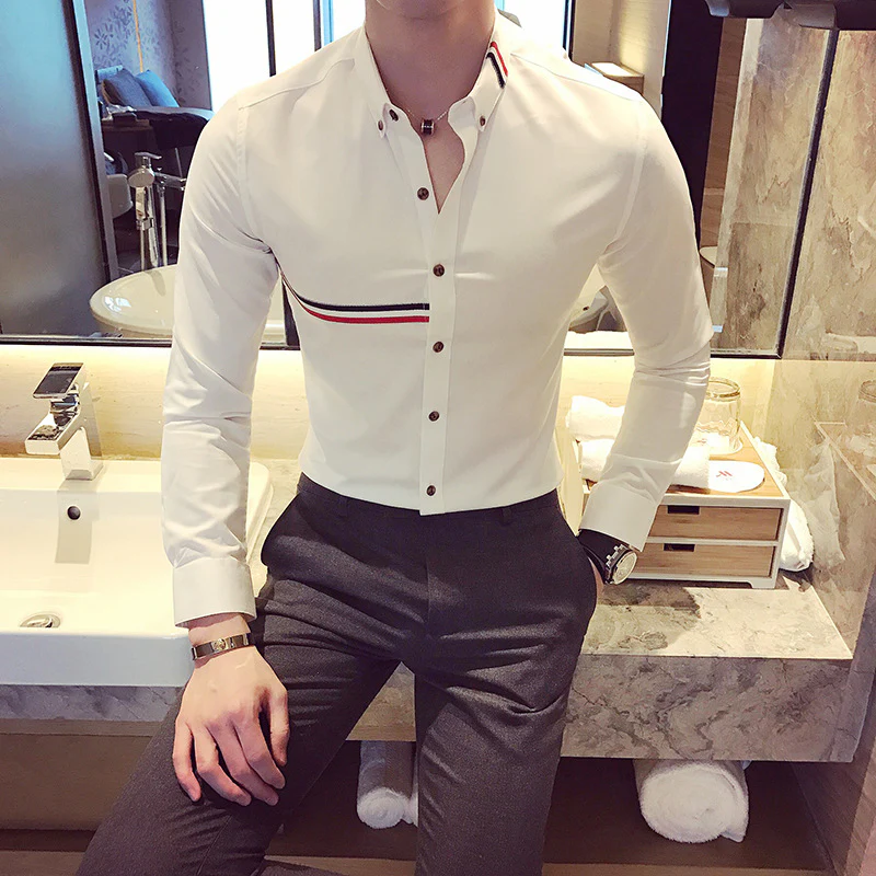 Personalized stripe casual long-sleeved shirt - Image 2