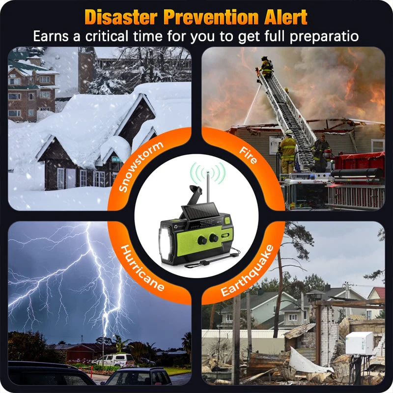Multifunctional emergency radio with flashlight hand crank radio solar radio - Image 6