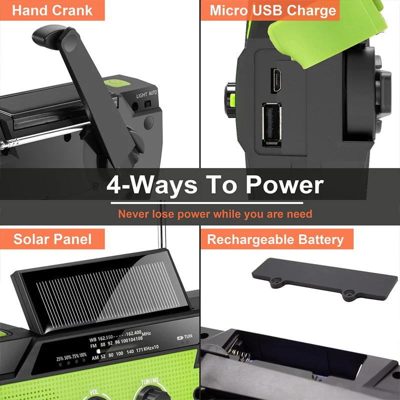 Multifunctional emergency radio with flashlight hand crank radio solar radio - Image 9