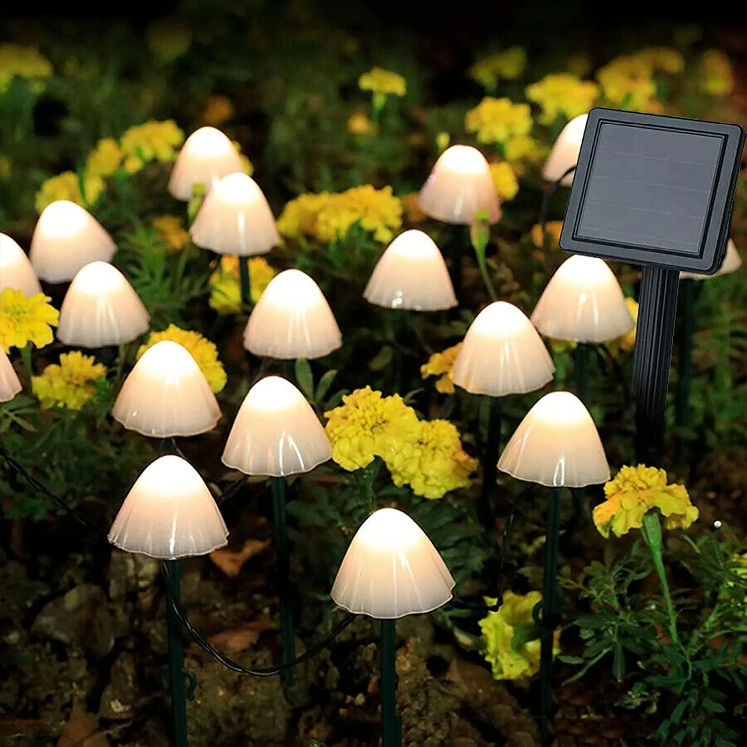 8 Functions - 12-20 Pieces Set of Four Colors/Warm White Mini Mushroom Solar Lights - Image 10