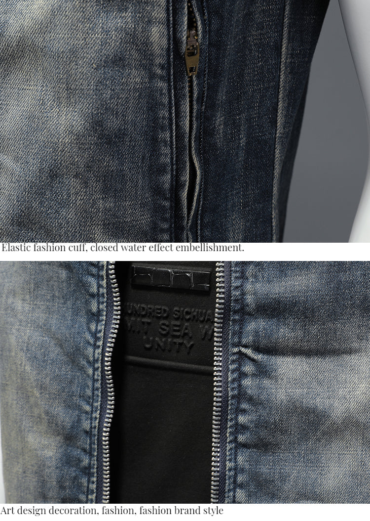 Sexy stand collar denim vest Zipper simple retro trend denim vest for men - Image 4